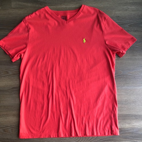 Polo Yellow Logo Orange V-Neck T-Shirt - Picture 2 of 4